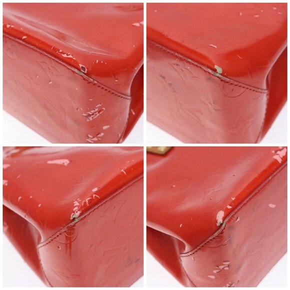 LOUIS VUITTON Monogram Vernis Reade PM Hand Bag Red Rouge LV Auth - Picture 15 of 16